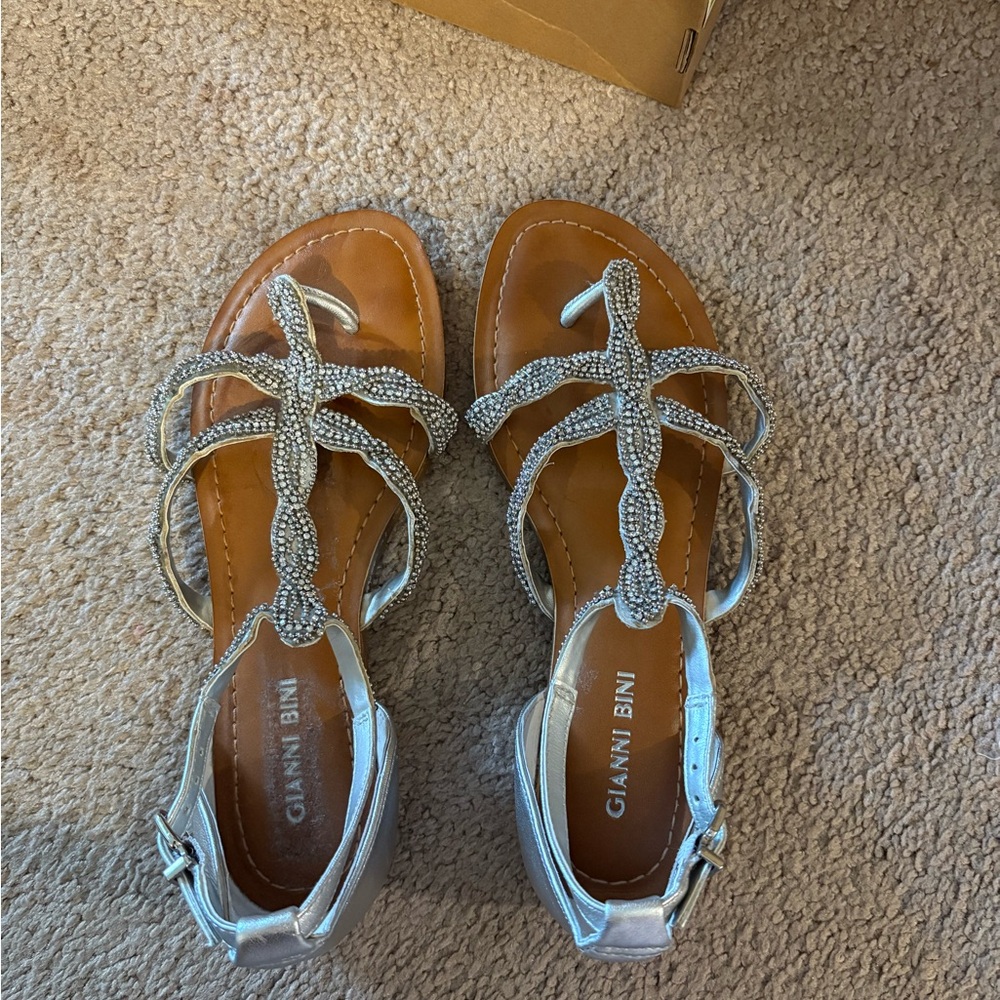 Gianni Bini Silver Flat Sandals